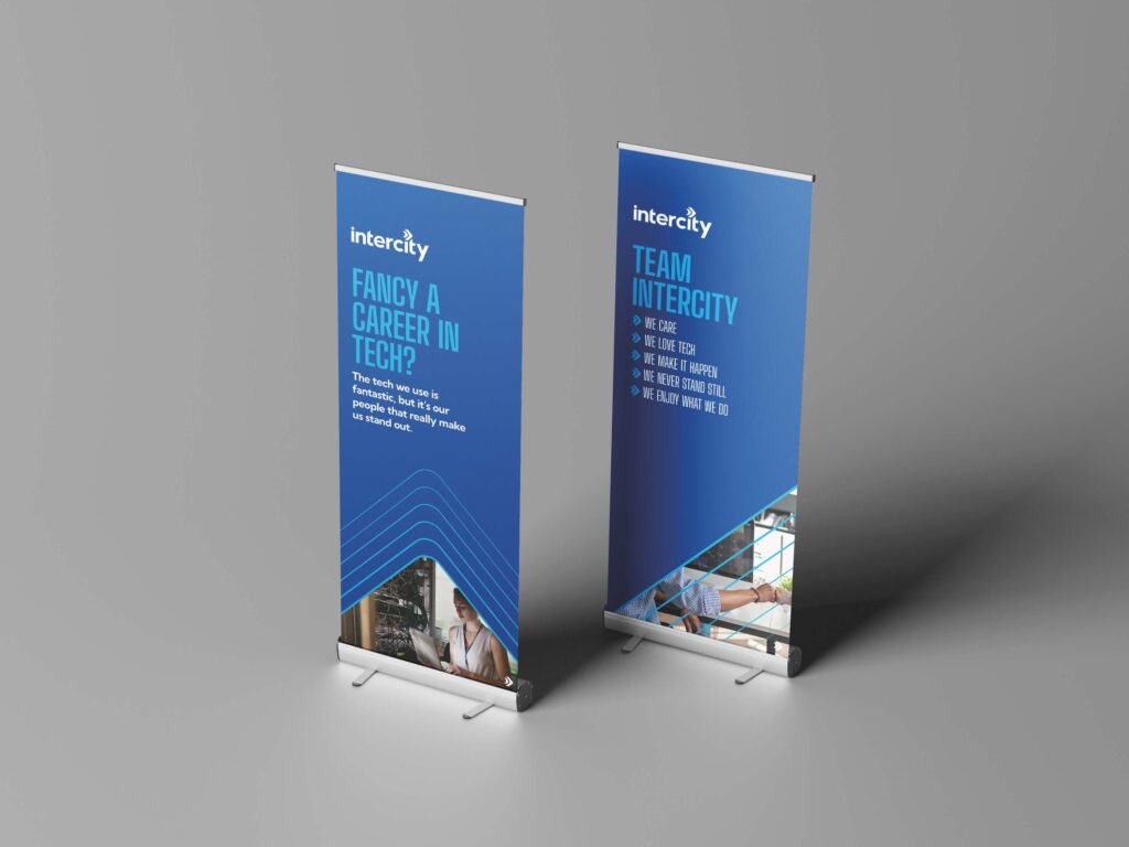 roller banners ideal for exhibitions, reception areas and presentations from printmonster