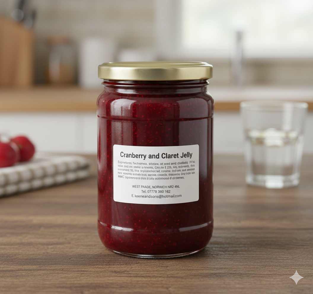 Custom printed product label applied to a glass jar, suitable for food, candles or cosmetics.