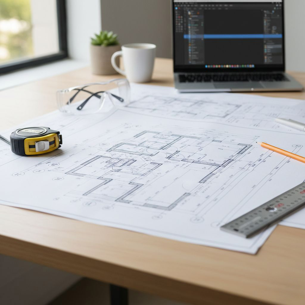 Builders plans printing showing A1 and A0 technical drawings with clear line detail by Printmonster