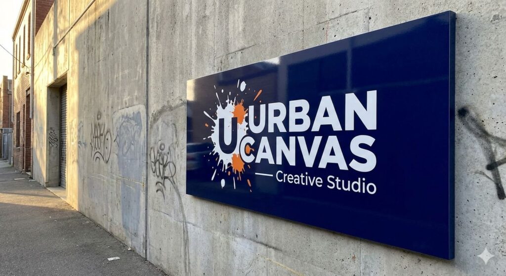 Dibond board printing showing aluminium composite panels in popular outdoor signage sizes by Printmonster