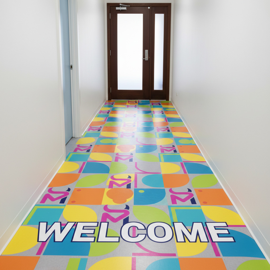 Printed floor graphics and vinyl floor stickers used for retail promotions and directional signage by Printmonster