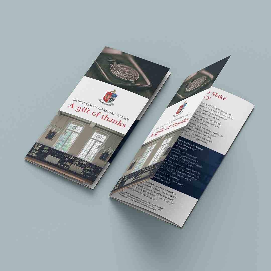 Multi-page brochure with stitched binding and full-colour pages