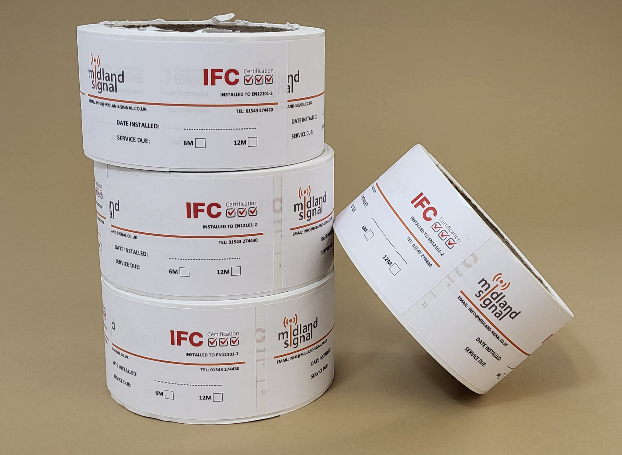 Roll label applied to product packaging
