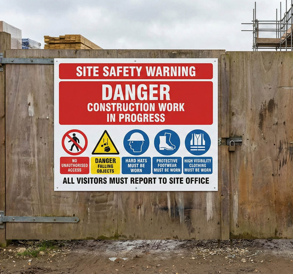 Printed site boards for construction and contractor branding by Printmonster