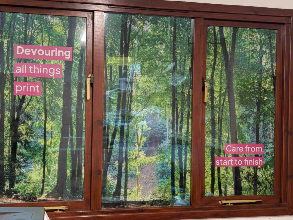 Window graphics applied to a shopfront using high‑quality printed vinyl by Printmonster