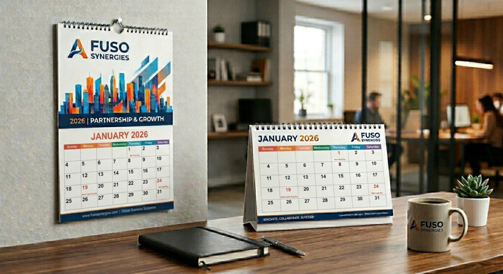 Printed wall and desk calendar printing for business branding and everyday organisation