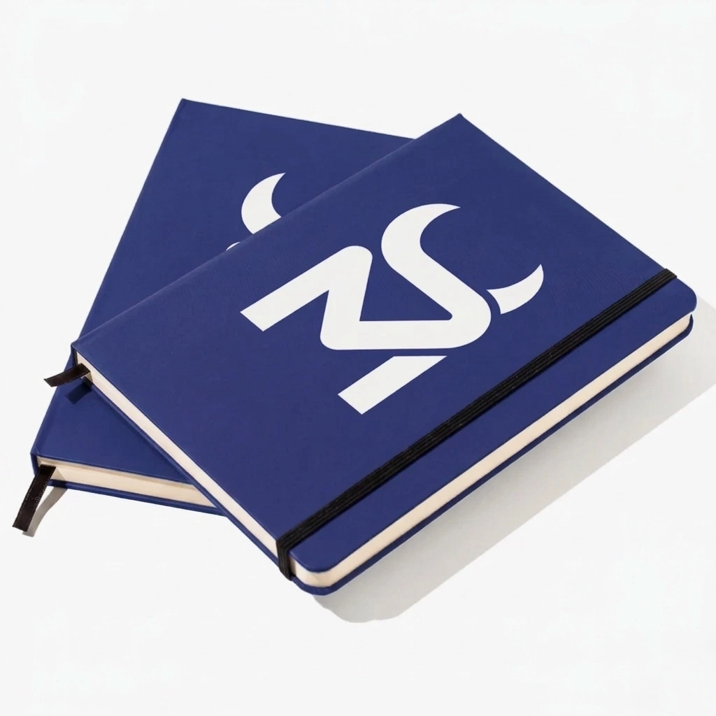 Custom branded notebooks printed with company logos at Printmonster in Cannock