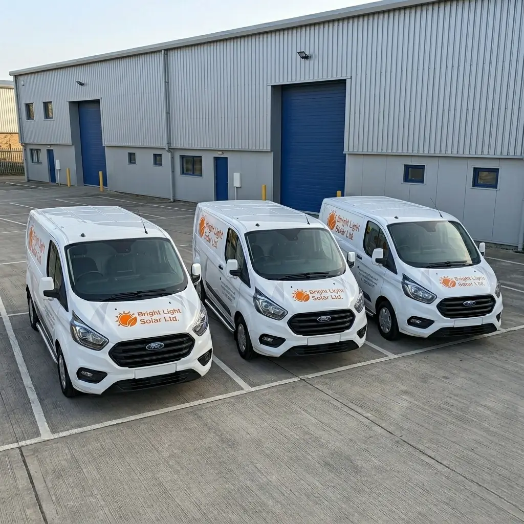 Fleet of branded vehicles with professional vinyl graphics applied by Printmonster in Cannock
