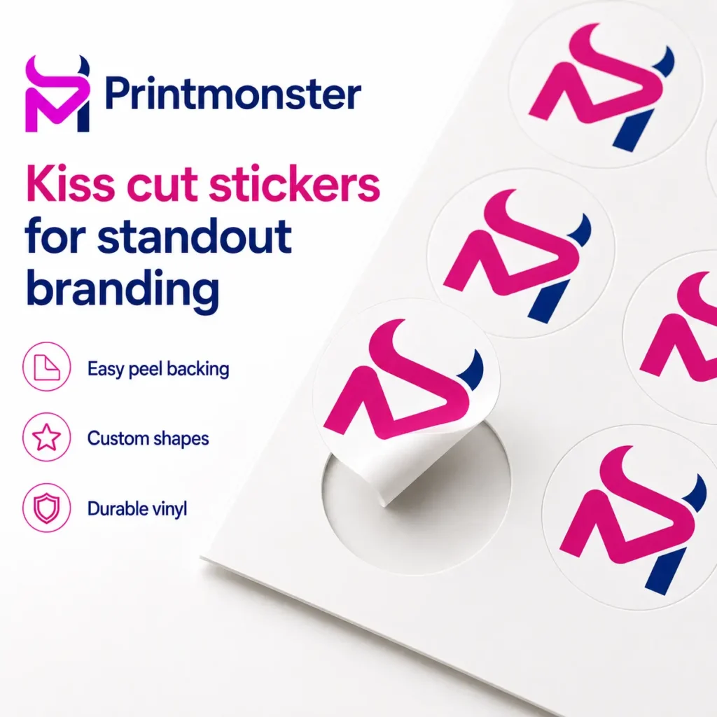 kiss cut stickers on a sheet ideal for branding