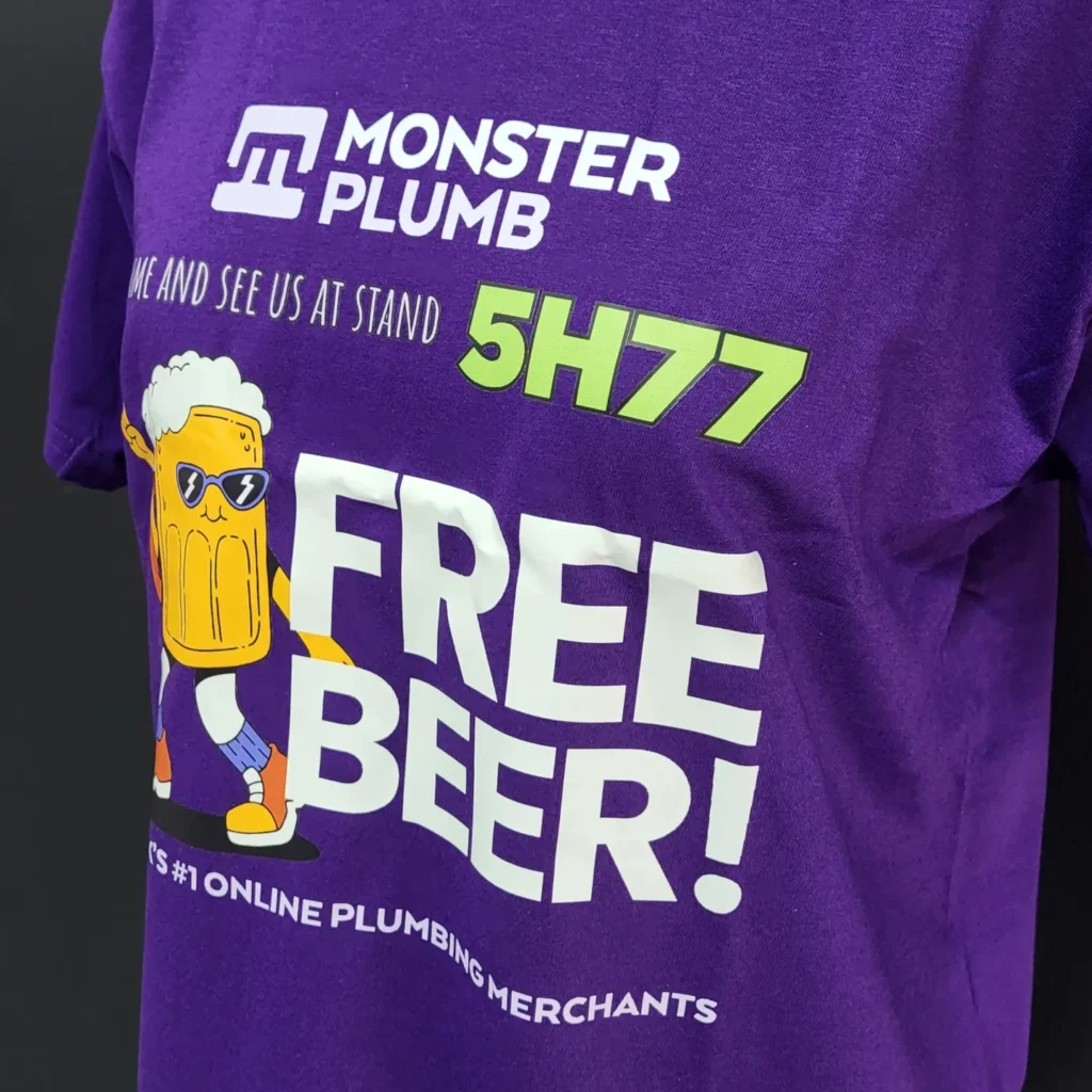 Printed T shirts produced by Printmonster for Monster Plumb