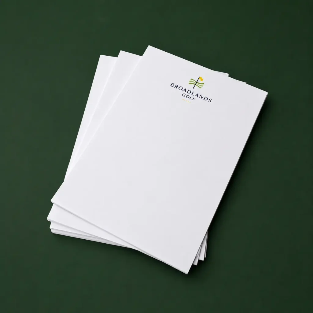 a stack of branded promotional notepads
