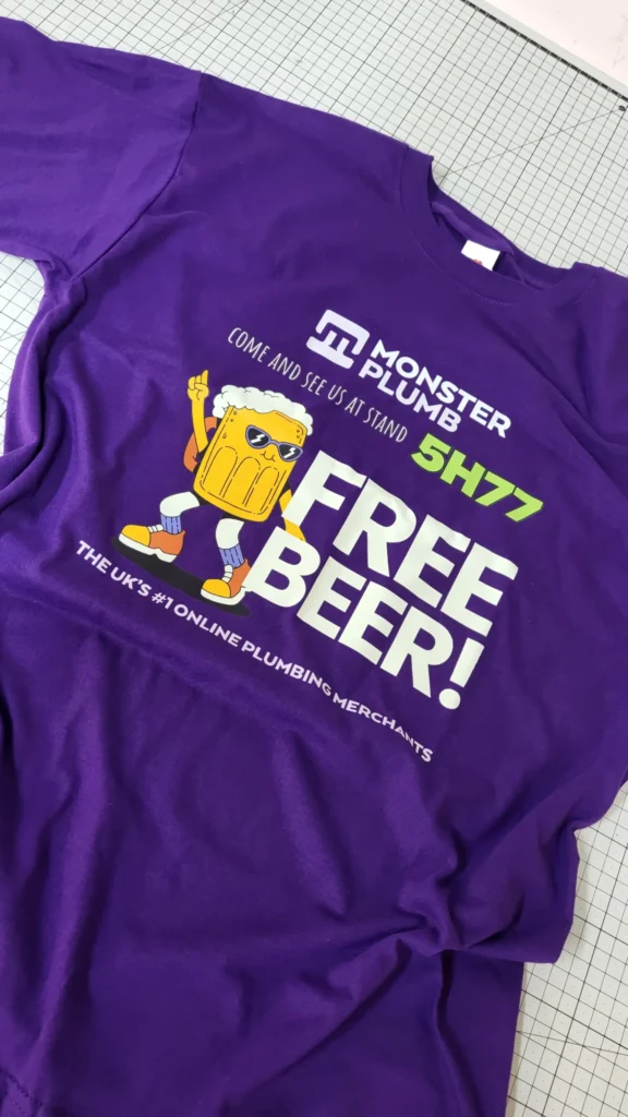 Custom printed T shirts for a trade show team