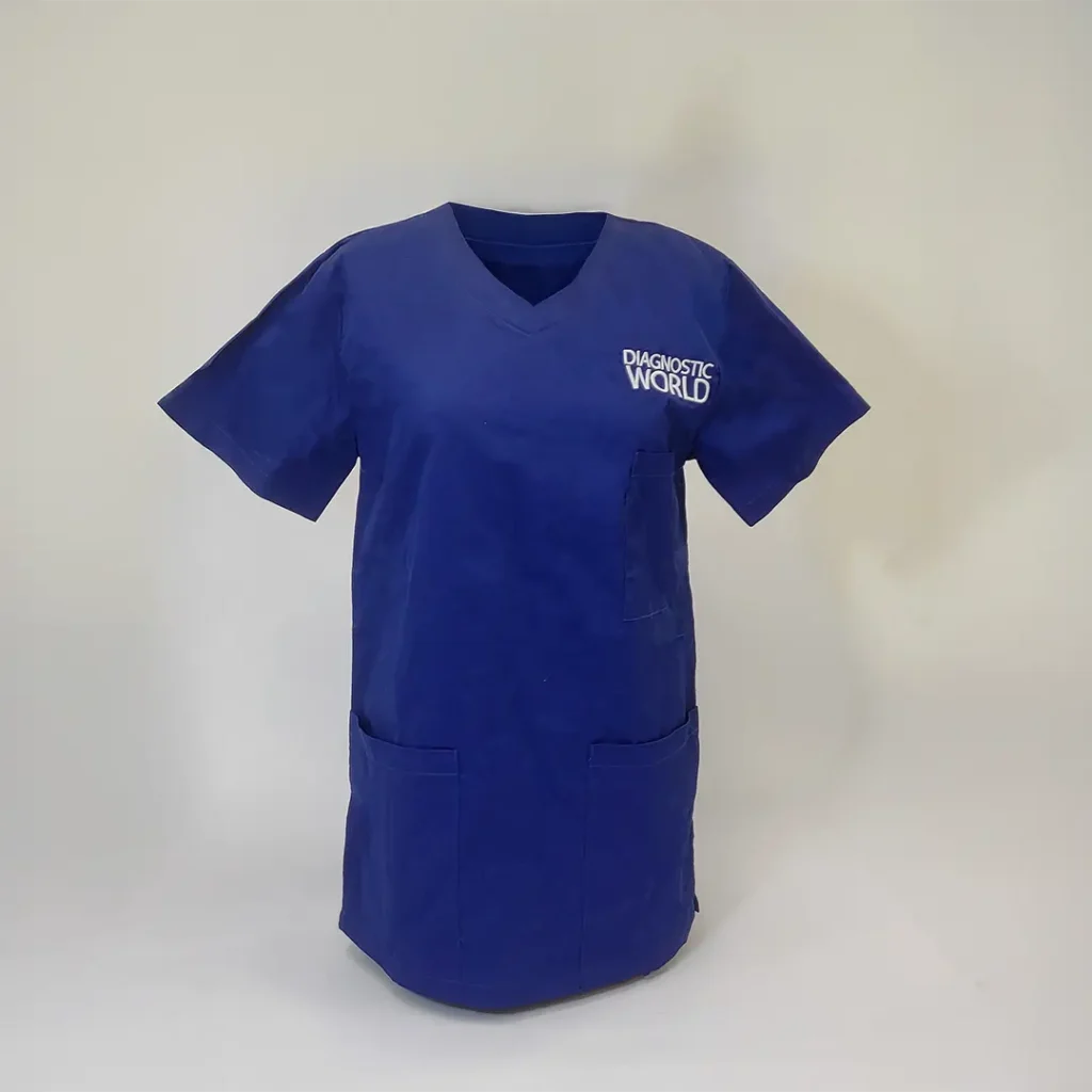 Embroidered healthcare workwear supplied by Printmonster for Diagnostic World