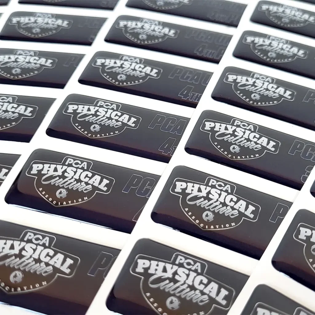 domed labels supplied on sheets