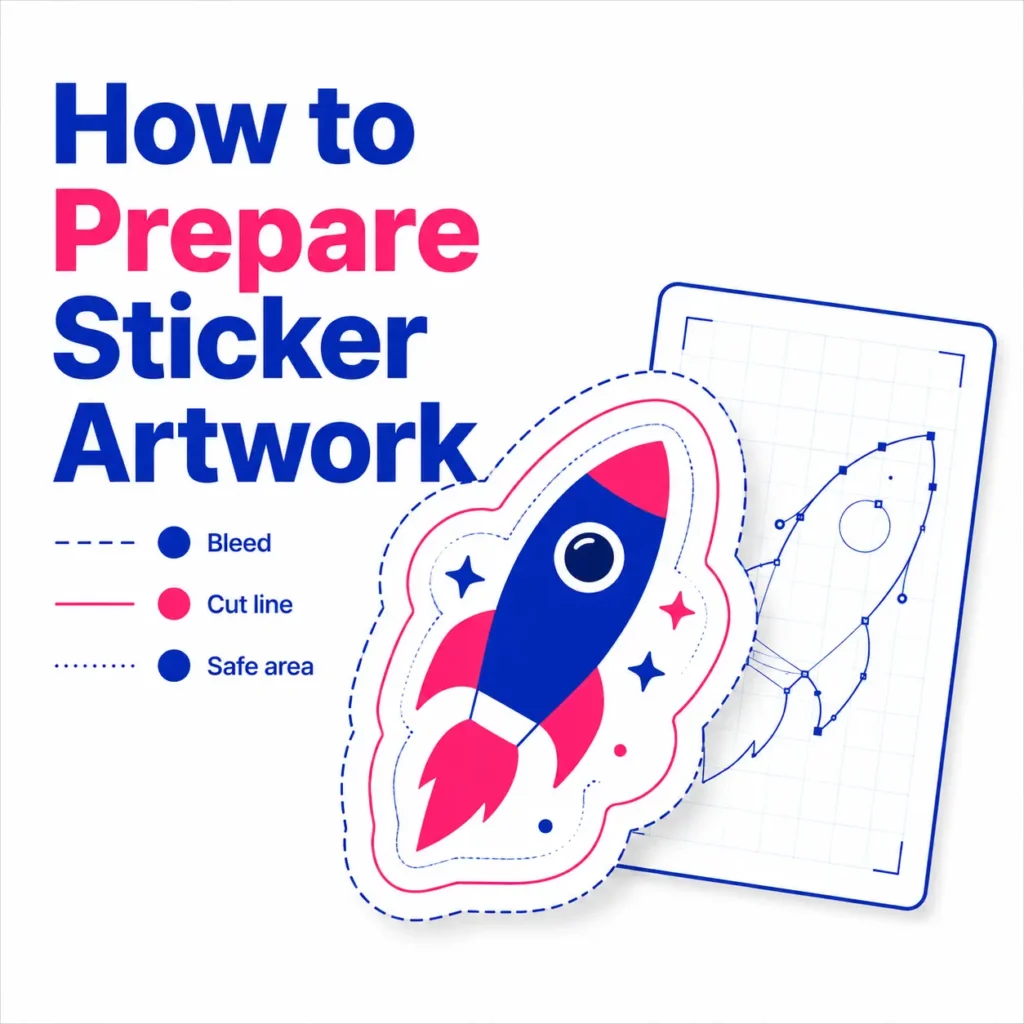 Custom sticker artwork being prepared for print by Printmonster