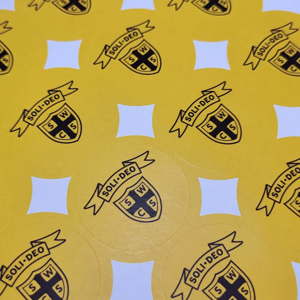 kiss cut labels on a sheet