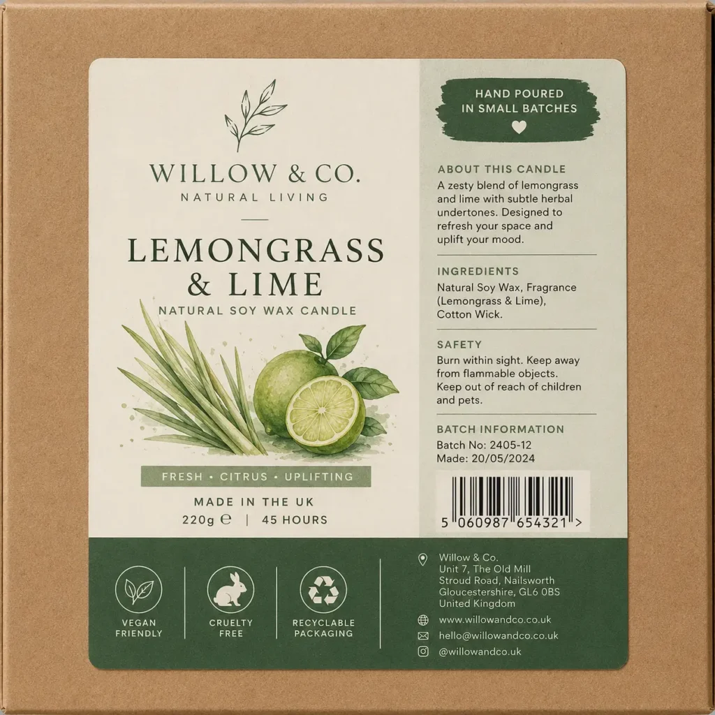 product label on packaging
