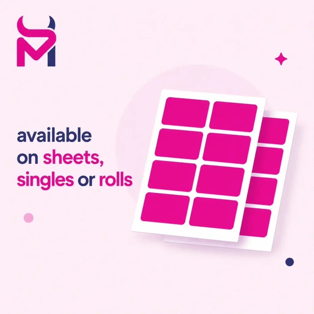 paper labels on rolls, sheets or singles