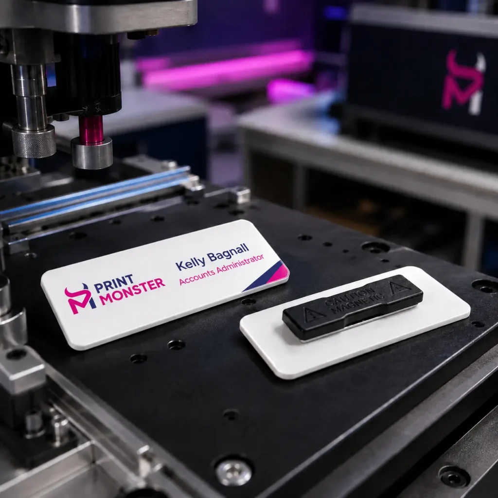 Printed name badges for local business staff by Printmonster