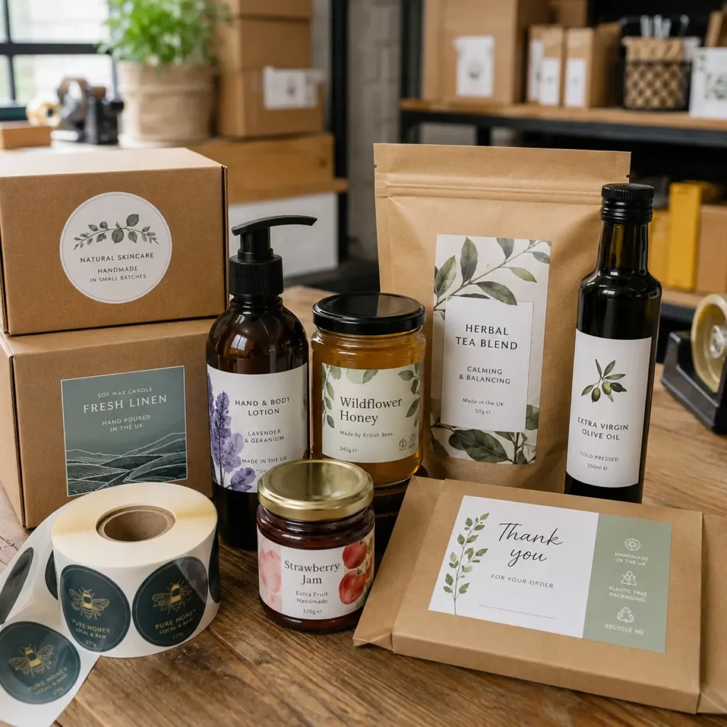 Printed product labels for business packaging in the West Midlands