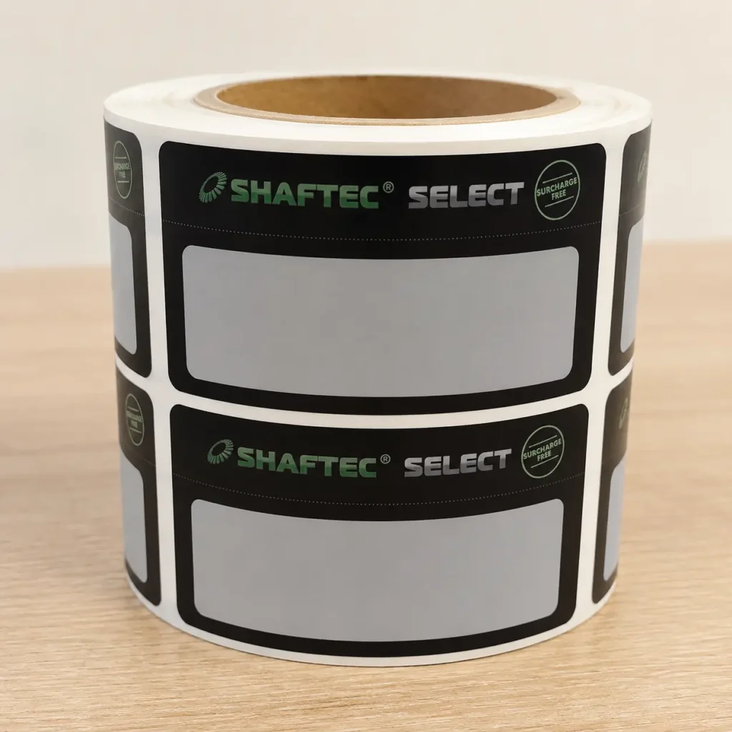 Printed roll labels on a roll for product packaging by Printmonster
