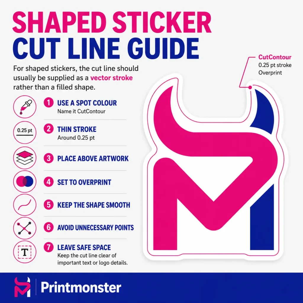 Sticker artwork with a clear cut line shown around the design