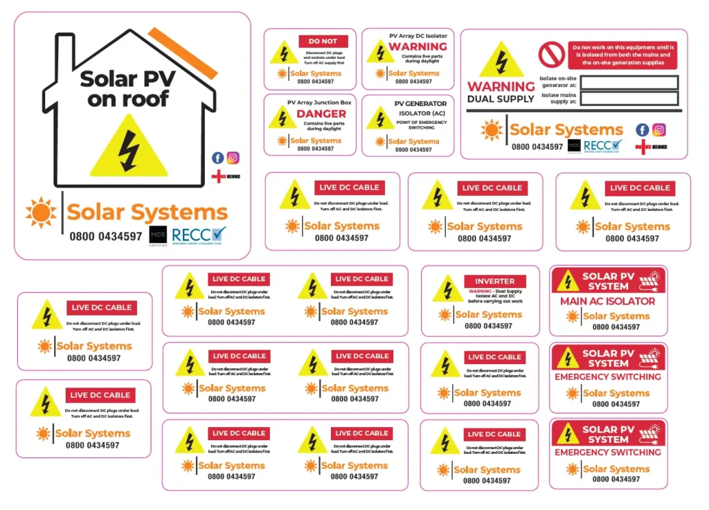 Waterproof kiss cut vinyl label sheets printed by Printmonster for Solar Systems 365