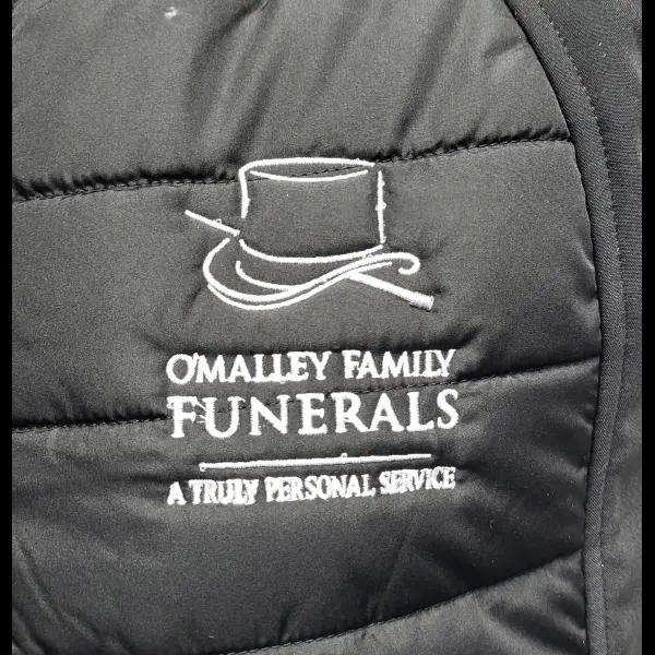 close up of embroidered workwear