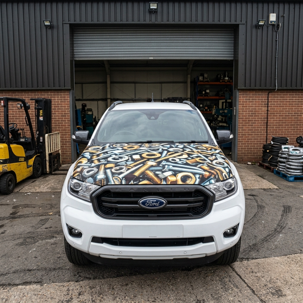 vehicle bonnet partial wrap for business