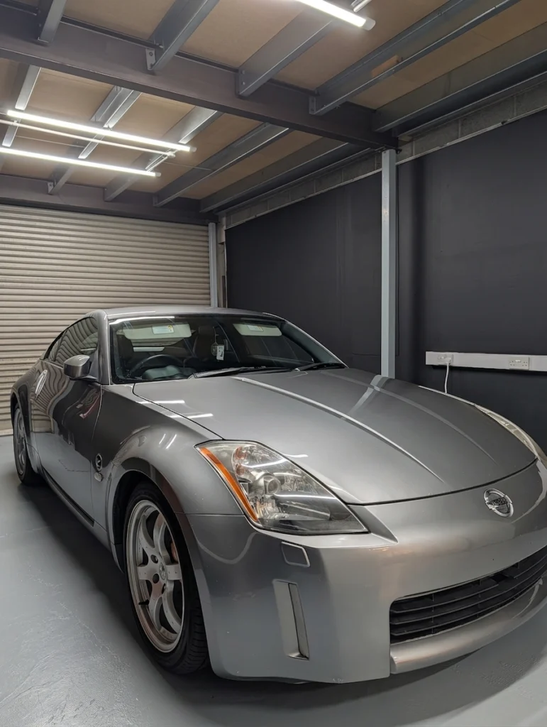 Silver Nissan 350Z before its Midnight Purple colour change wrap