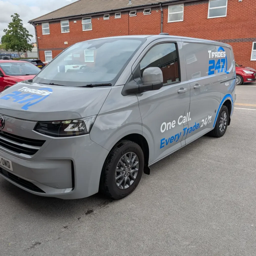 vinyl graphics applied to a trade van