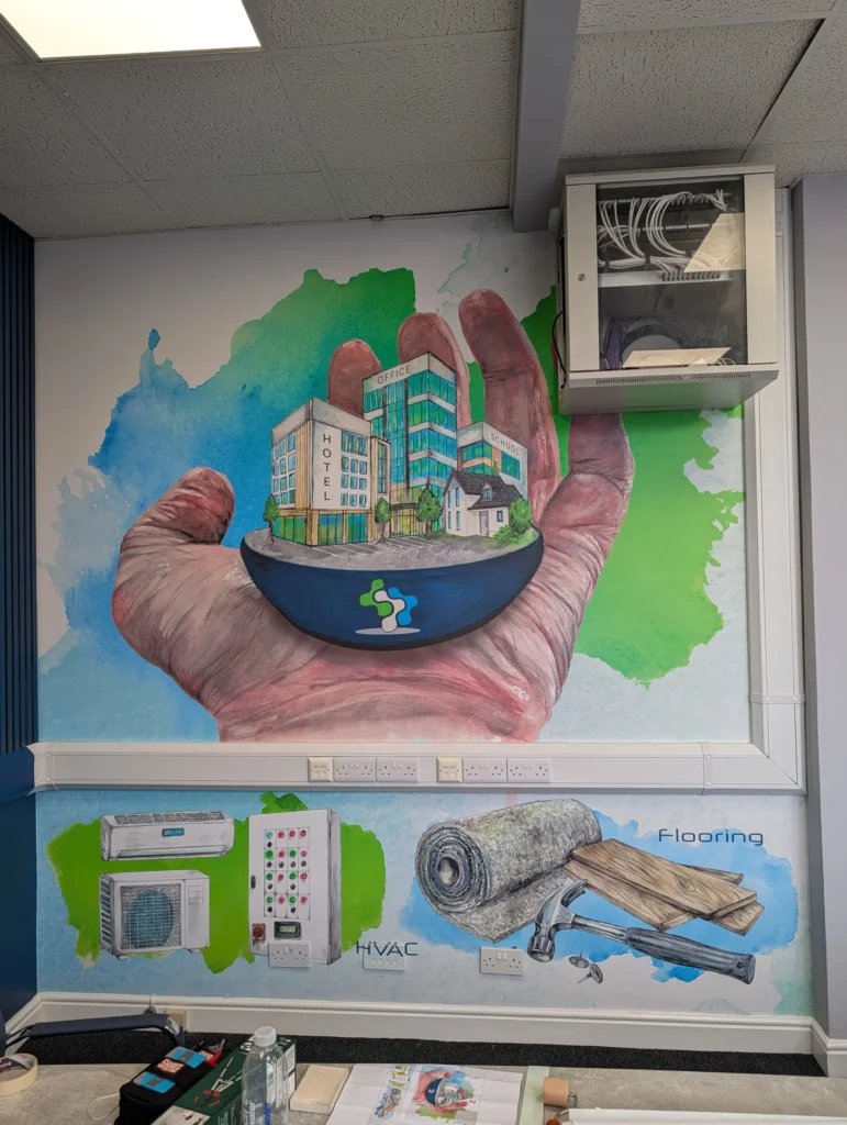 Hand illustrated boardroom wall graphics c